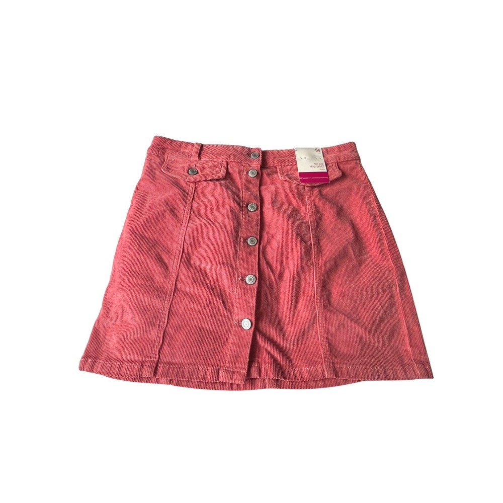 NWT SO Corduroy A-Line Skirt Button Front Casual Skater Style Size 15/32W